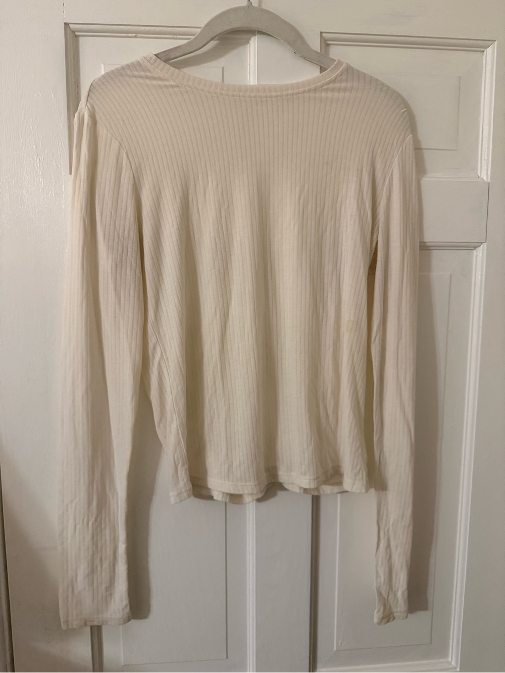 ALO Yoga Sheer Ribbed Long Sleeve Top in Cream